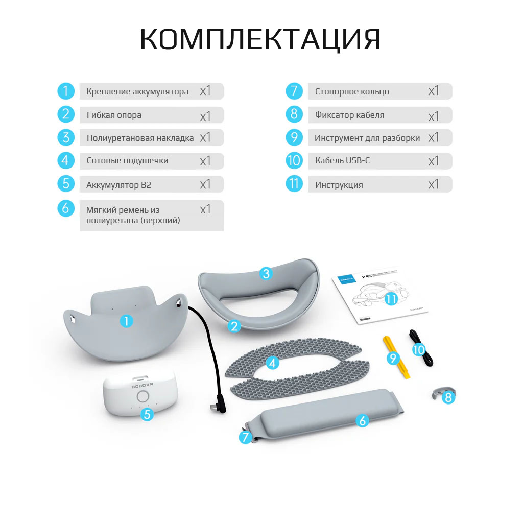 Крепление с аккумулятором BOBOVR P4S для PICO 4 Ultra и Ultra Enterprise Крепление с аккумулятором BOBOVR P4S для PICO 4 Ultra и Ultra Enterprise