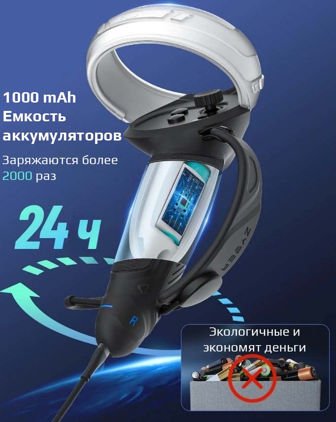 Держатели для контроллеров Oculus Quest 2 с аккумулятором Zyber Держатели для контроллеров Oculus Quest 2 с аккумулятором Zyber