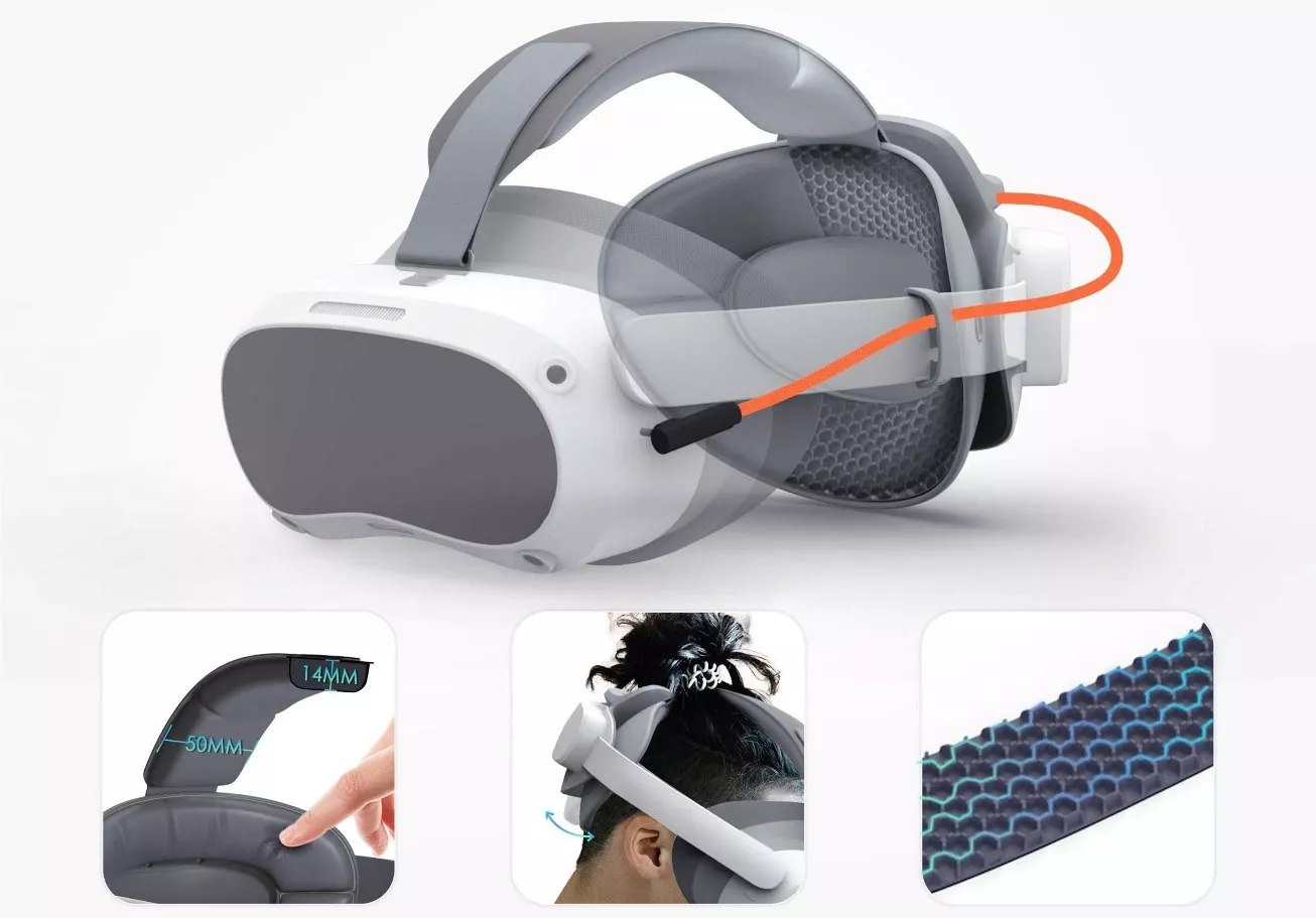 Комплект крепления BoboVR P4 для Pico 4 с двумя аккумуляторами Комплект крепления BoboVR P4 для Pico 4 с двумя аккумуляторами