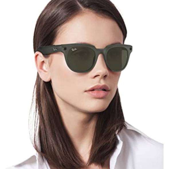 Очки Ray Ban Stories Meteor (Оливковая оправа, прозрачные линзы с затемнением G-15)