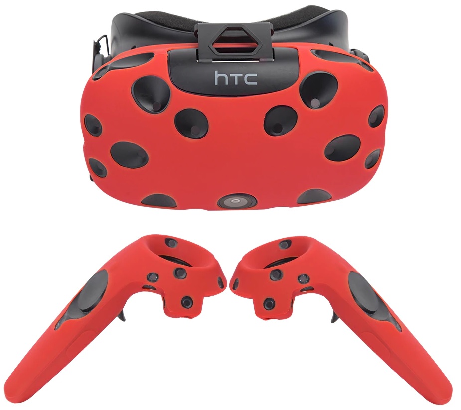 купить подлинные силиконовые чехлы для очков и контроллеров HTC Vive красные